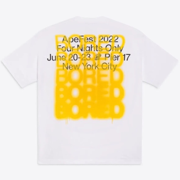 BAYC Bored Ape Yacht Club Apefest 2022 Shirt Mens L White Short Sleeve Tee NYC - Picture 1 of 5